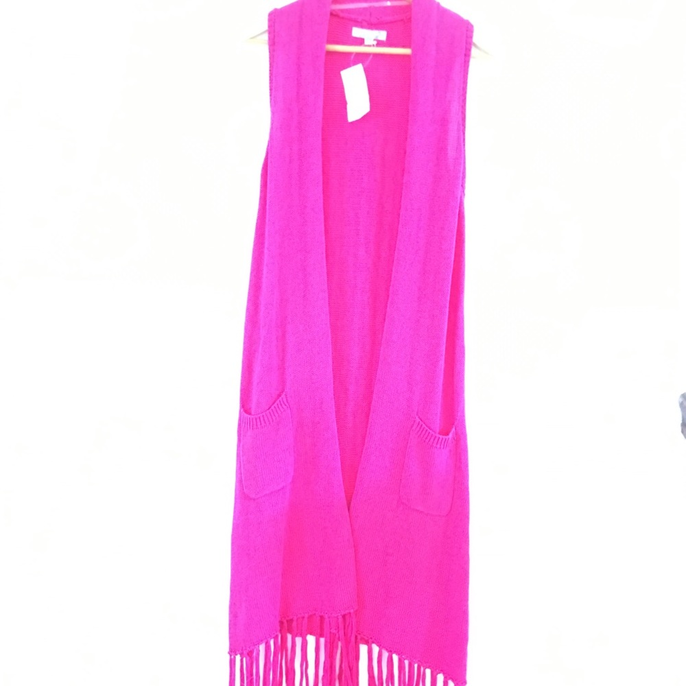NWT long pink sweater vest NY Collection  Sz S